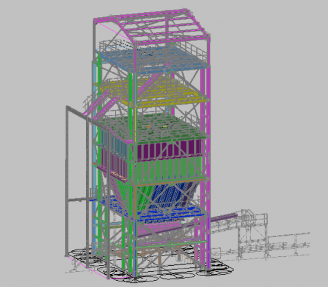 Mill Feed Bin with Structural & Mechanical Arrangements